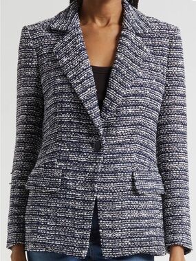 2026 Authentic Veronica Beard Tweed Healy Tweed Dickey Jacket in Navy $950